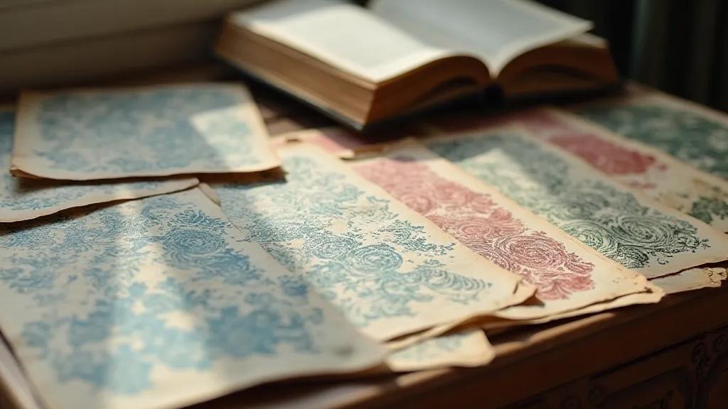 Collection of antique marbled paper samples