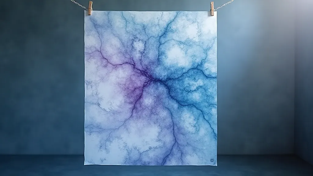 Marbled paper with swirls of blue, purple, and white.