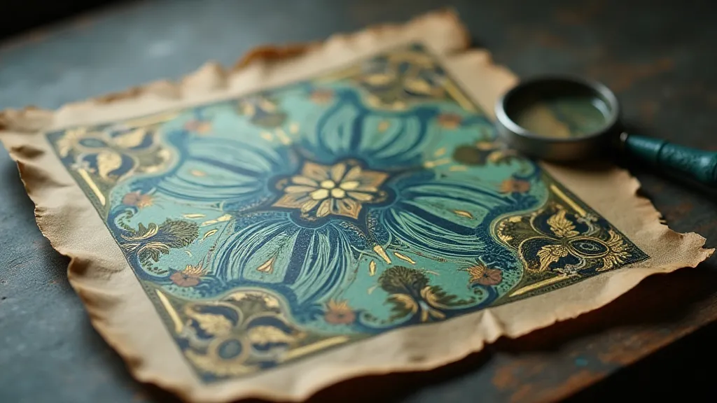 Close-up of antique marbled paper.