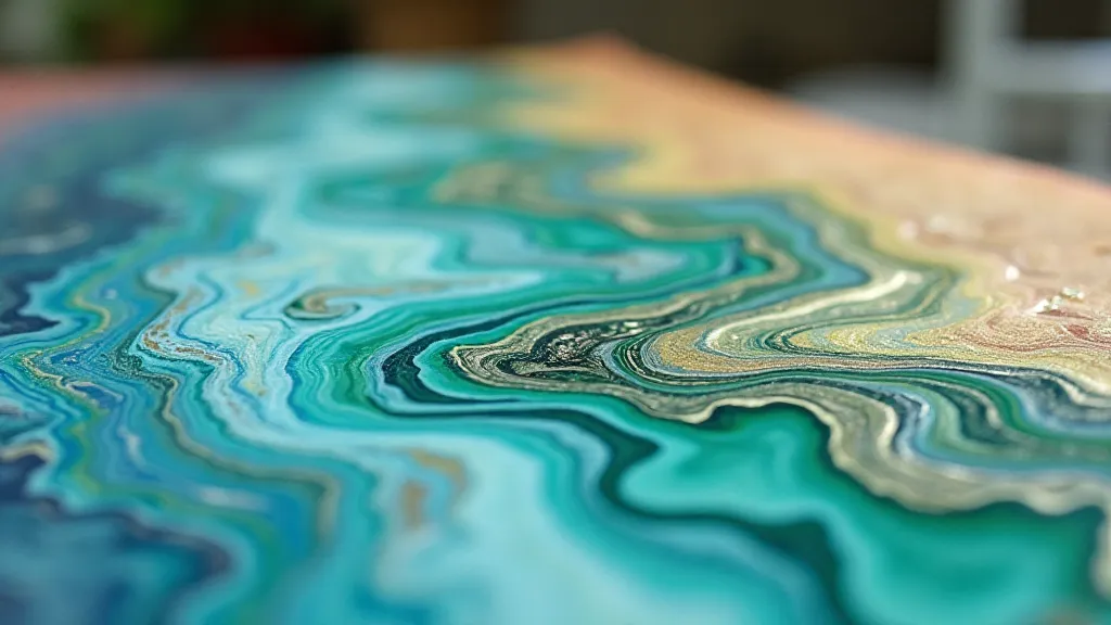 Close-up of paper marbling colors swirling together.