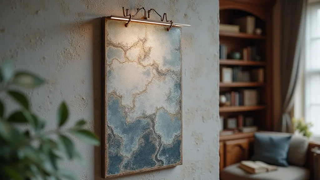 Paper marbling artwork displayed on a wall