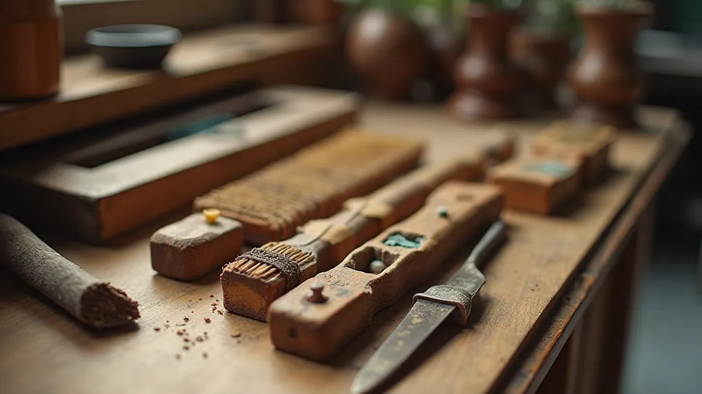 Antique paper marbling tools