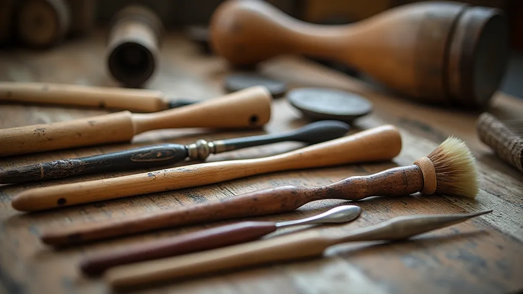 Antique paper marbling tools